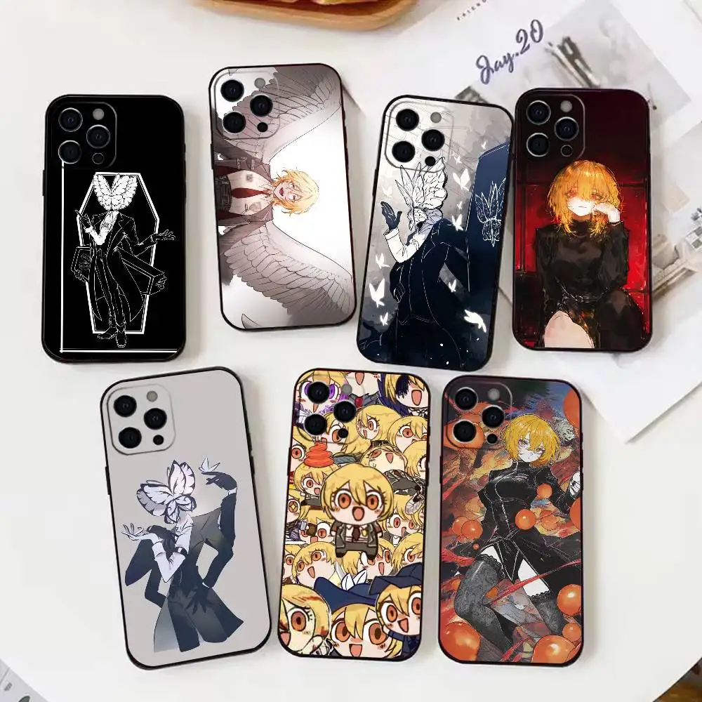 

Limbus C-Company Q-Quixote Butterfly Phone Case For iPhone17,16,15,14,13,12 Plus,Max Soft Silicone Black Cover