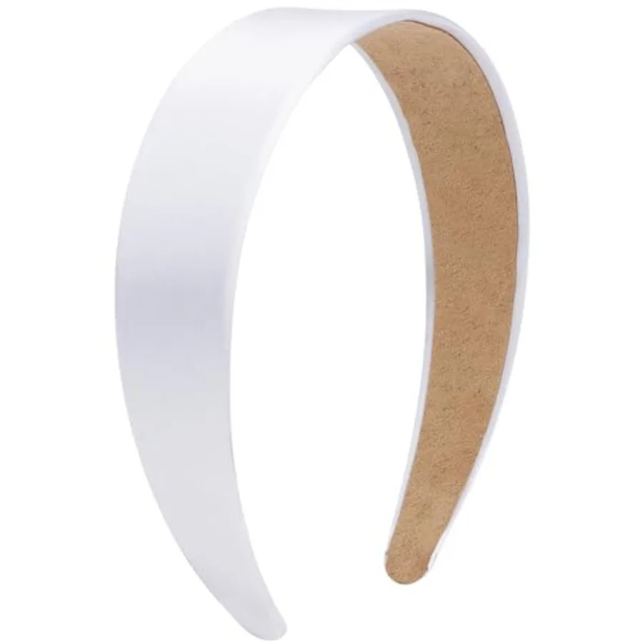 

Headbands for Women Girls 1.6 Inch White Satin Wide Headband Head Bands for Womens Hair Solid Simple Fashion Hair Bands Cosplay