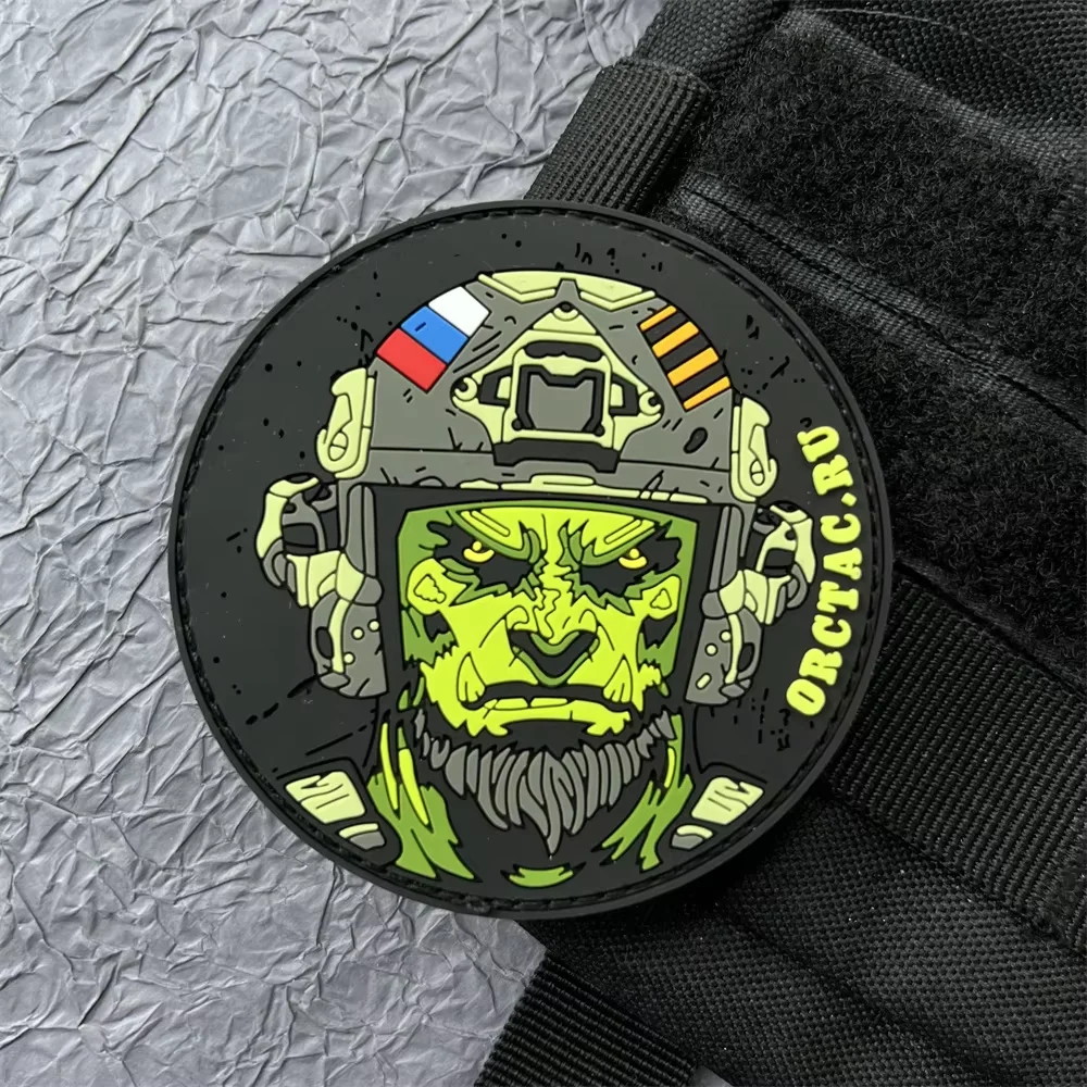 Tactical PVC Patch 3D Morale Badge Sticker on Clothes Smoke Chevron Russia Orc Hook and Loop Military Patches Backpack Emblem