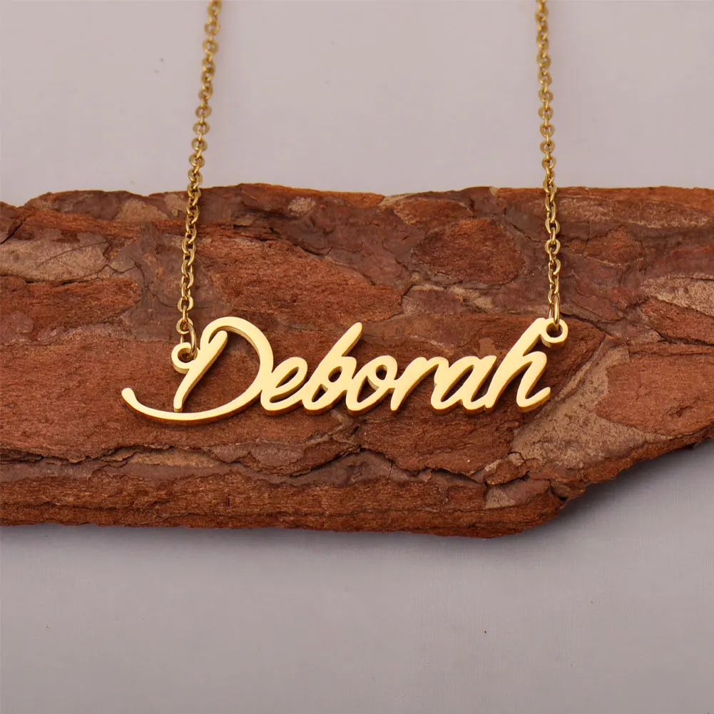 

AOLOSHOW Deborah Name Necklace for Women Gold Plated Stainless Steel Letters Pendant Collarbone Choker Jewelry