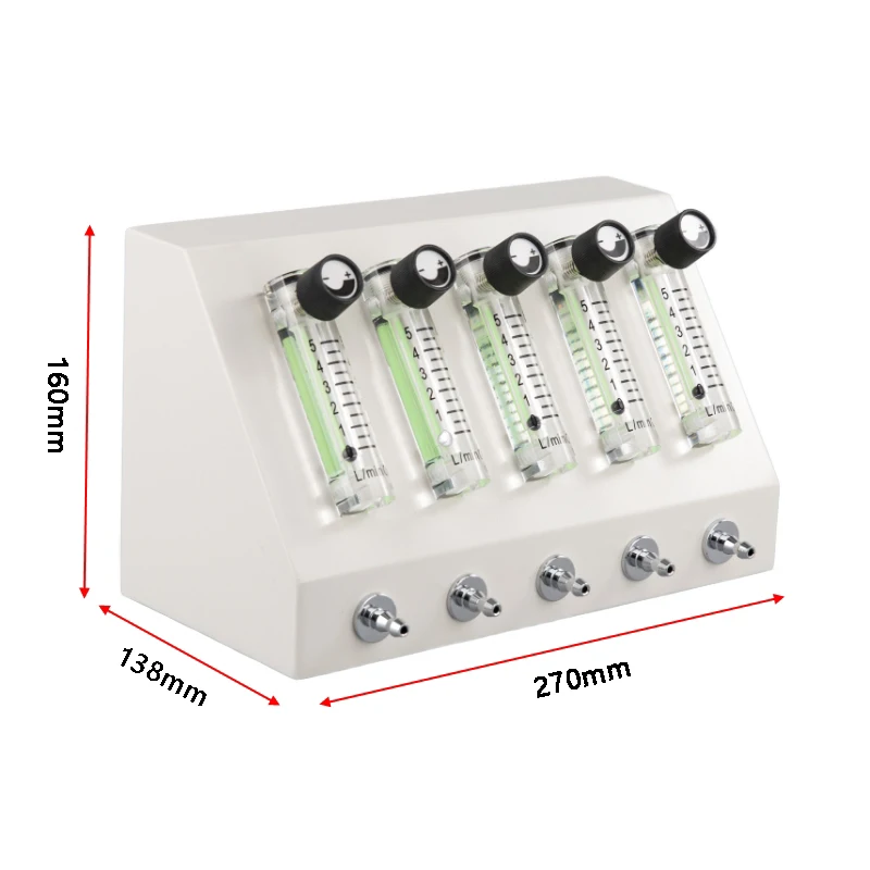 Five-way flow splitter medical use for oxygen concentrator