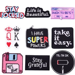 Hippie Embroidery Patches 90s Saying Slogan DIY Iron on Patches Clothes Fusible Badge Bag Hat Ironing Personalized Accessories