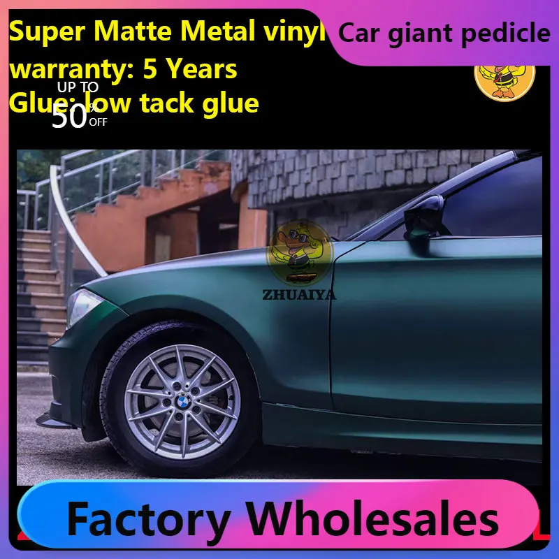 

Super matte metallic Venom Green Vinyl Wrap For Car Wrapping Covering Foil Air Bubble Free Low Tack Glue152*18M/Roll 5x59ft