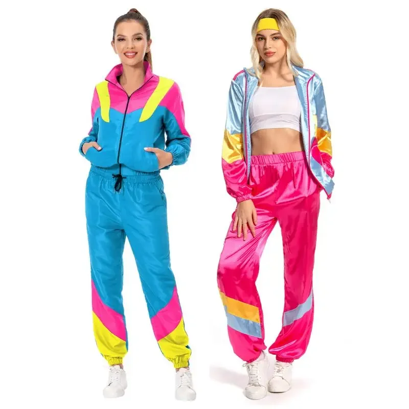 Hippie Fantasia 70er 80er 90er Jahre Cosplay Disco Kostüm Verkleidung erwachsene Frauen Halloween Karneval Vintage Party Rock Kleidung Hip-Hop