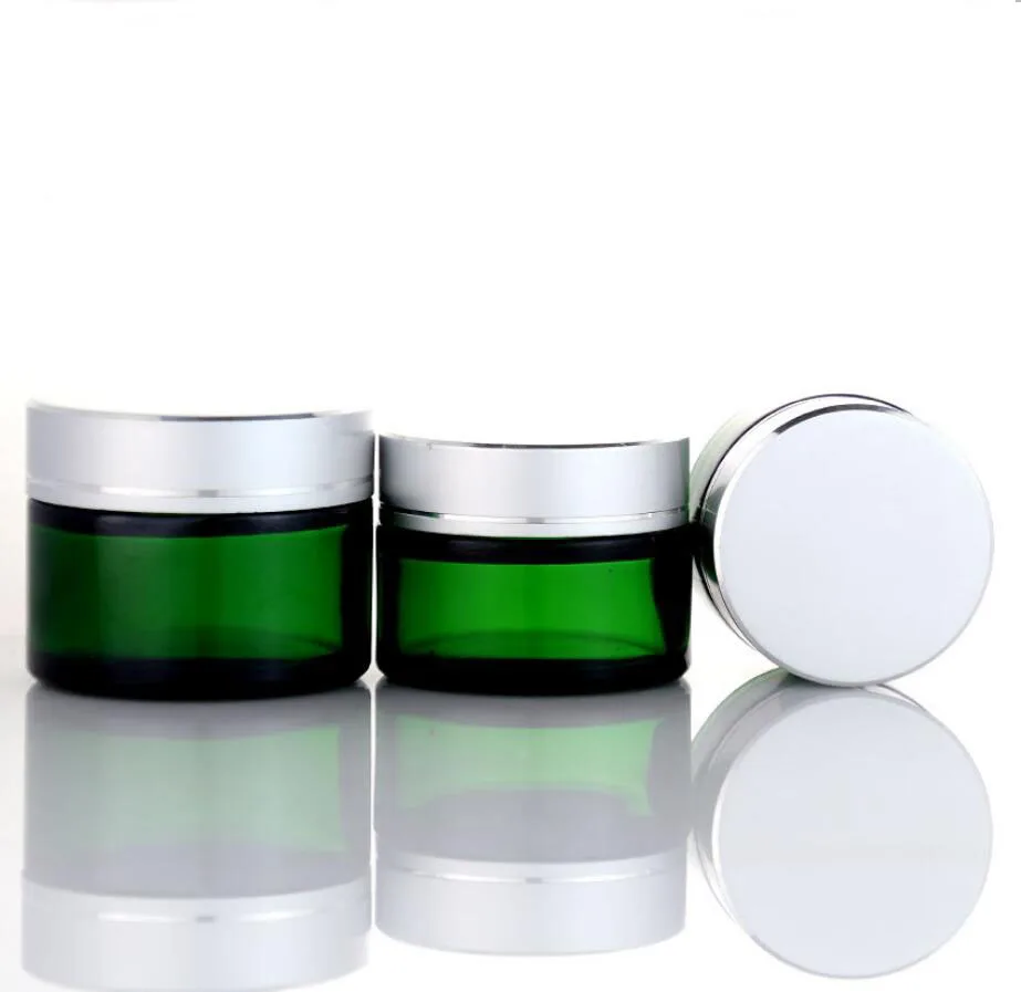 

20g30g50g green glass jar pot tin essential gel serum moisture eye day night cream sample test skin care cosmetic packing