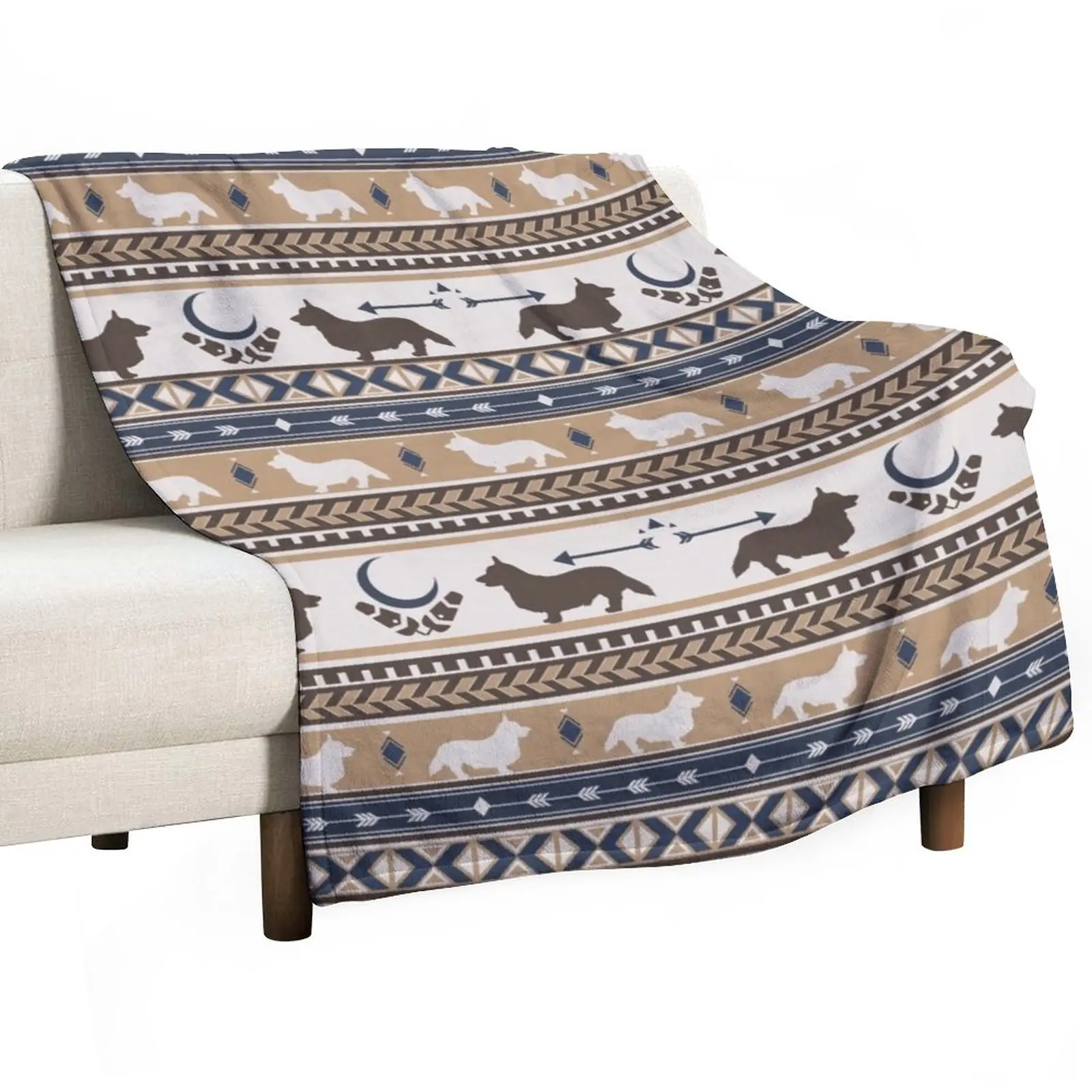 Boho dogs | Corgi tan Throw Blanket Luxury Brand Blanket Soft Plaid sofa