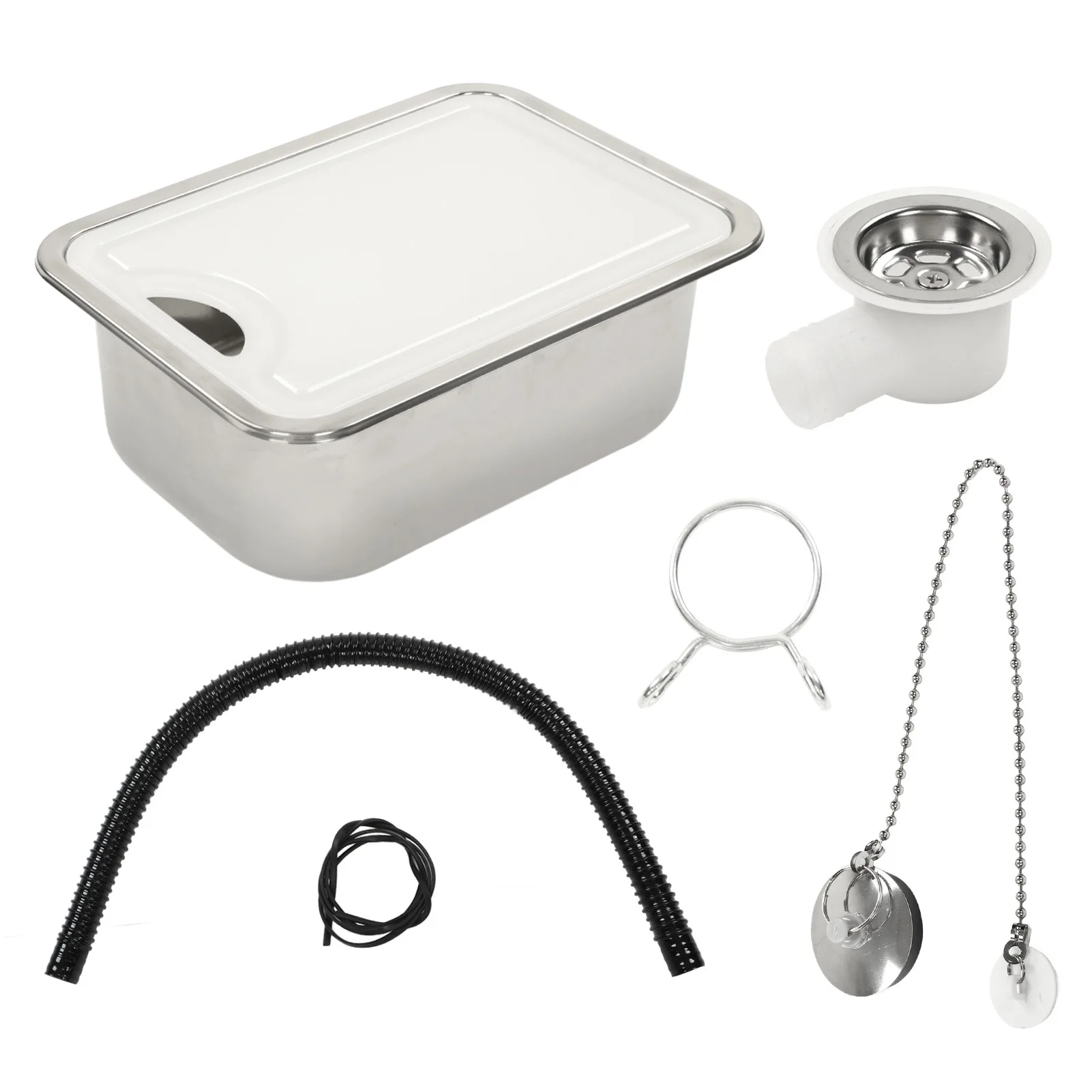 Rv Gootsteen Kit Rvs Hand Wastafel Met Acryl Snijplank Voor Boot Jacht 15X10.8X 5.5in