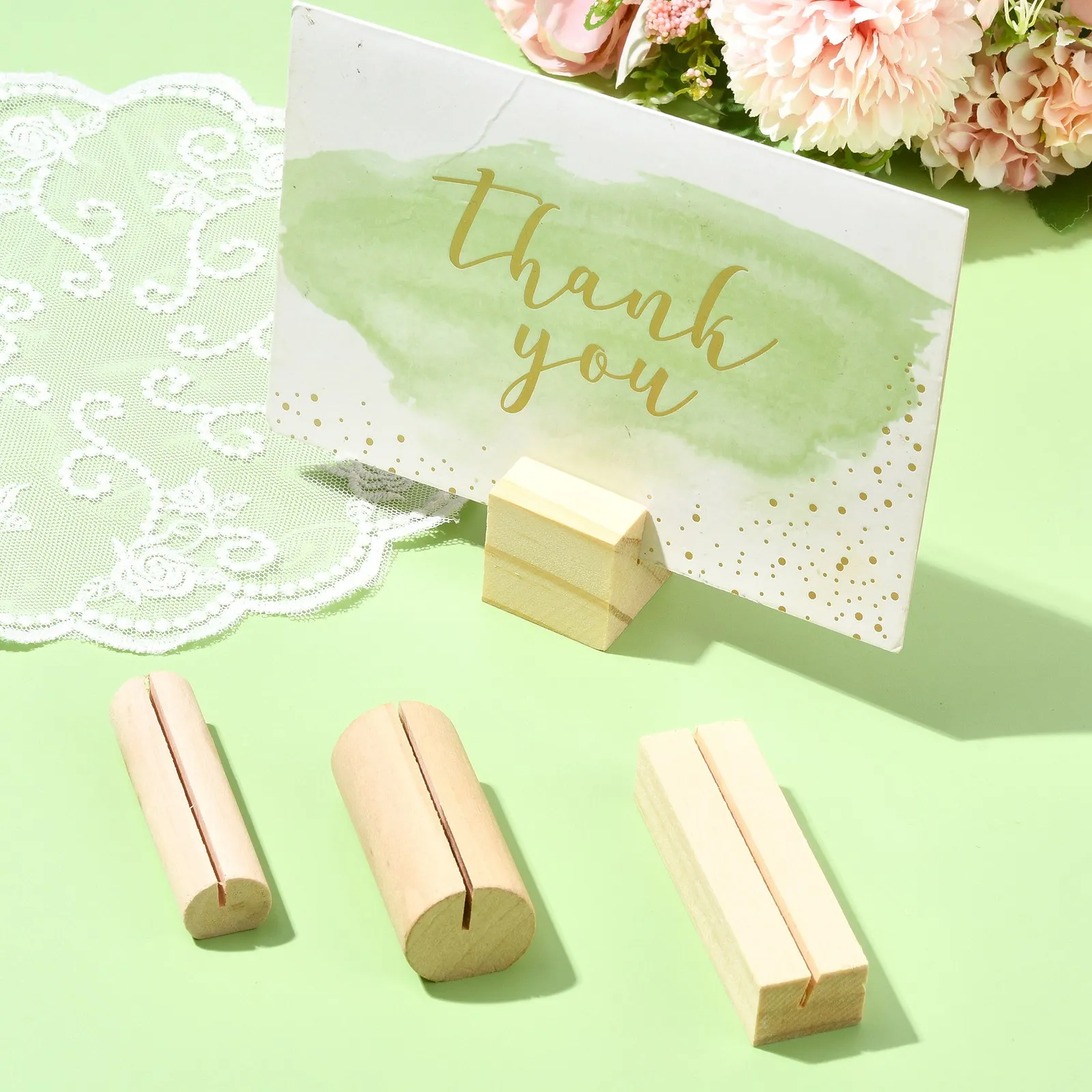 20Pcs 4 Styles Wooden Place Card Holders Set Table Number Stands Picture Name Card Holders for Weddings