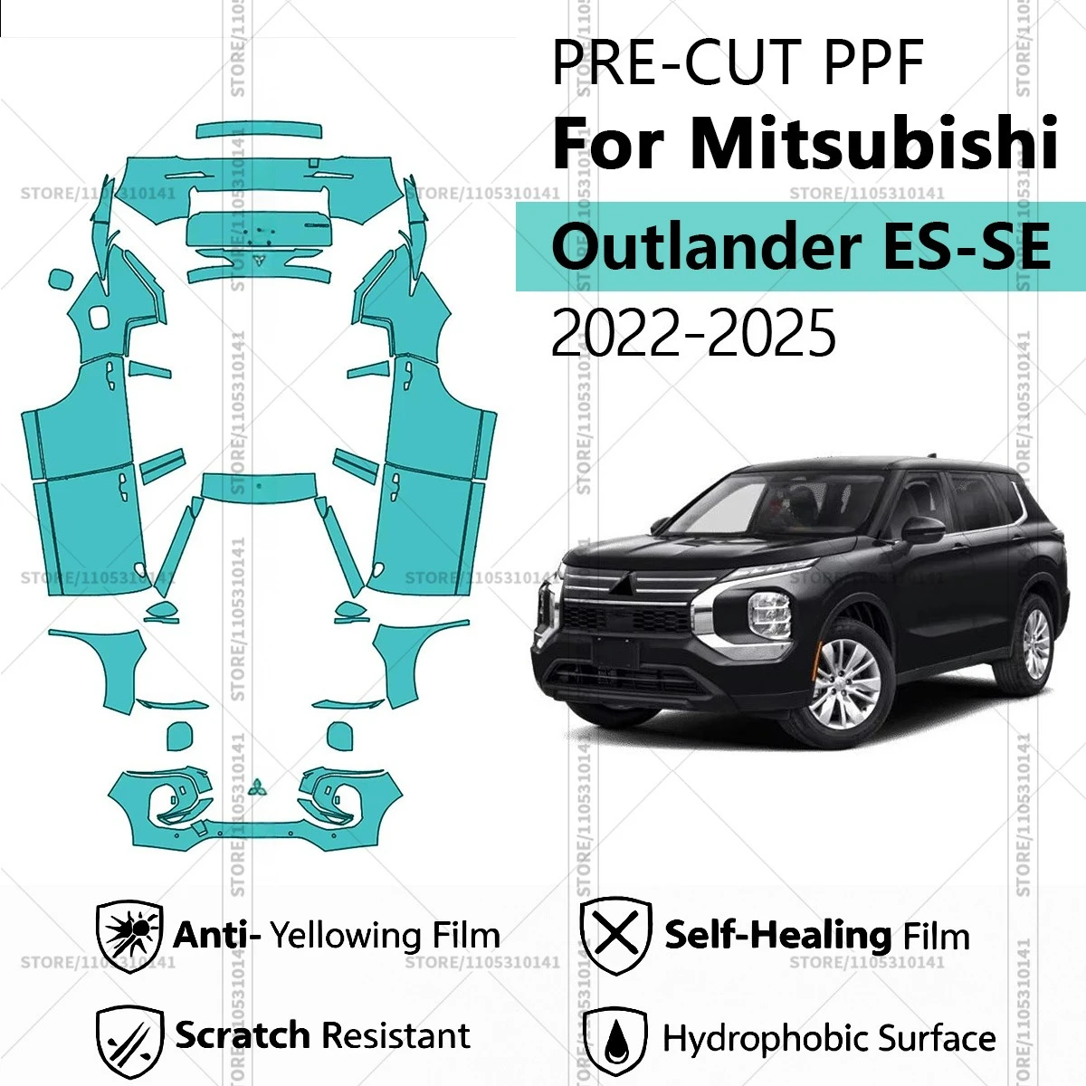 

Pre-Cut Paint Protection Film PPF Transparent Car Film Automotive PPF Full Vehicle For Mitsubishi Outlander ES-SE 2022-2025