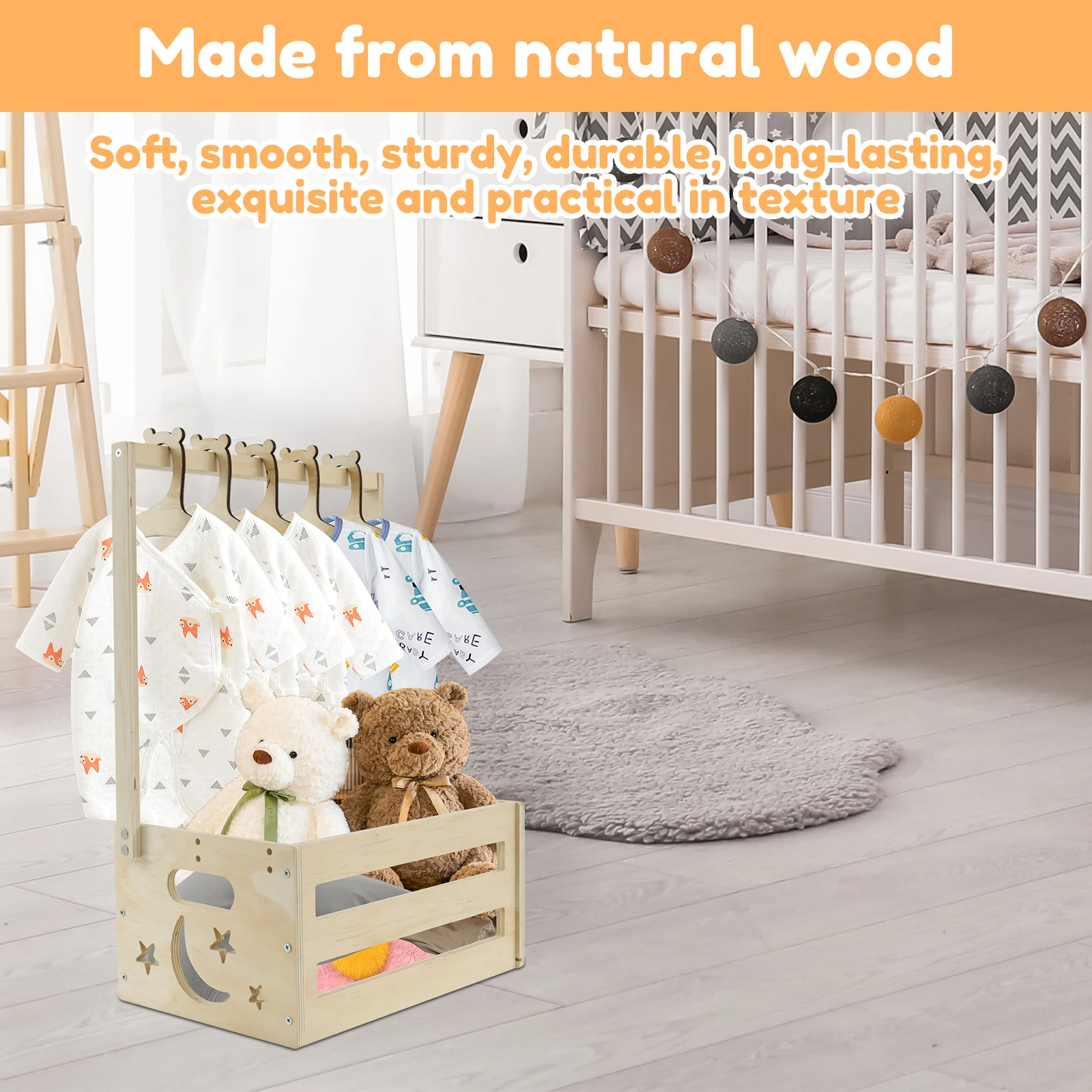Baby Shower Storage Basket Wood Children Toy Clothing Storage Baskets Laundry Basket Sundries Home Organizer Storage Gift Basket