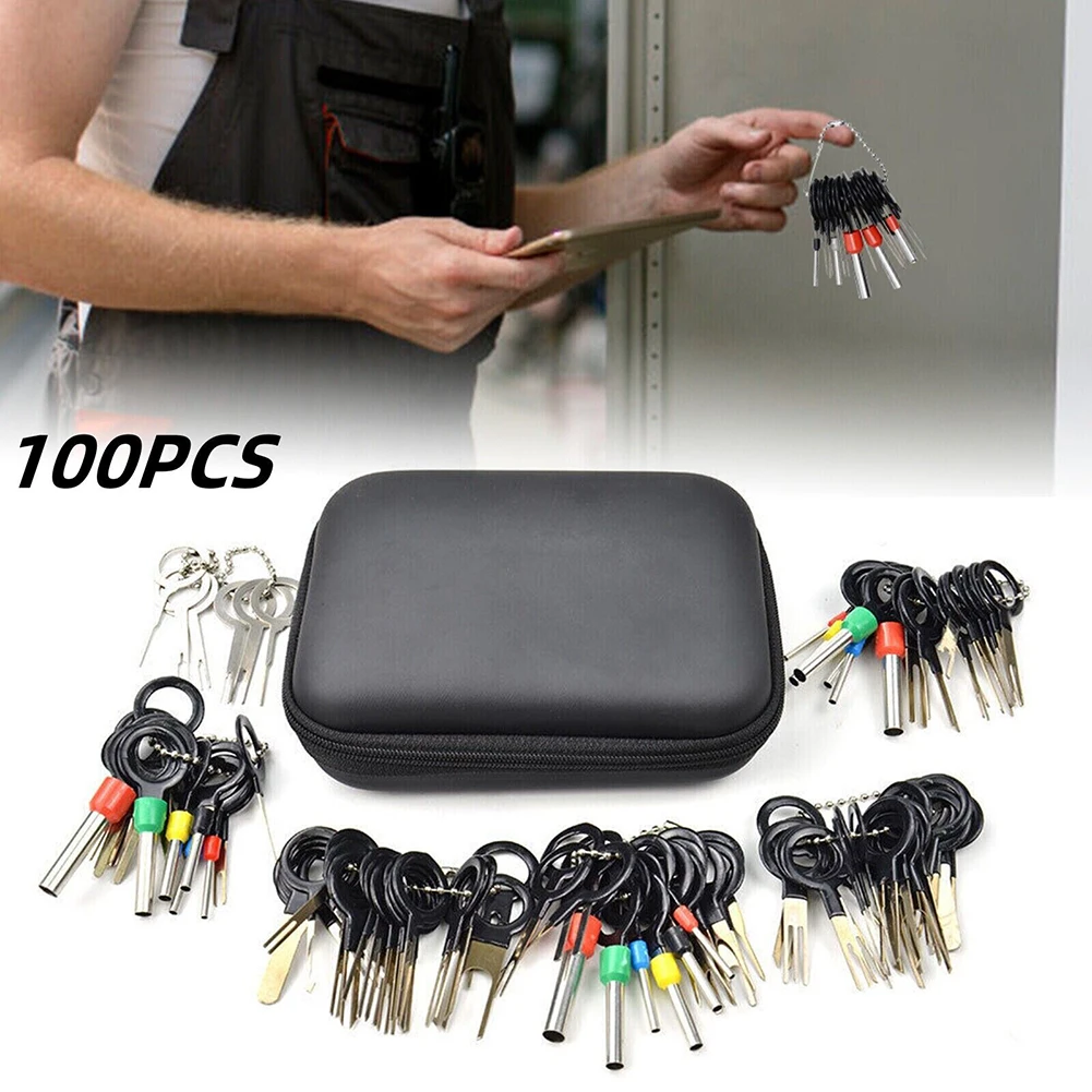 100Pcs Auto Terminal Entfernung Reparatur Werkzeuge Elektrische Verkabelung Crimp Stecker Pin Extractor Kit Schlüssel Automotive Stecker Abzieher