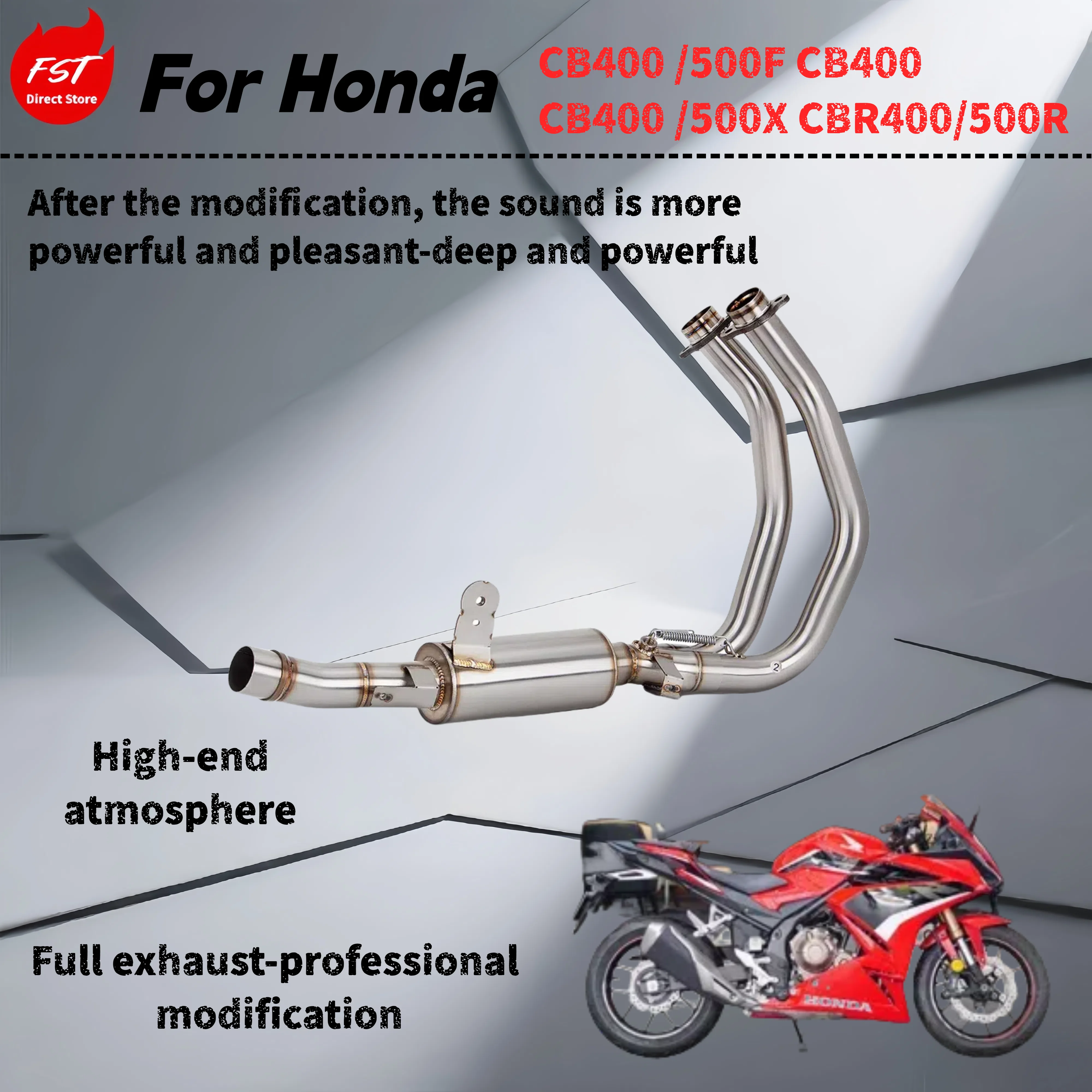 

For Honda CB400/500F CB400 CB400/500X CBR400/500R-Modified front exhaust pipe-the sound is deep, rich and powerful