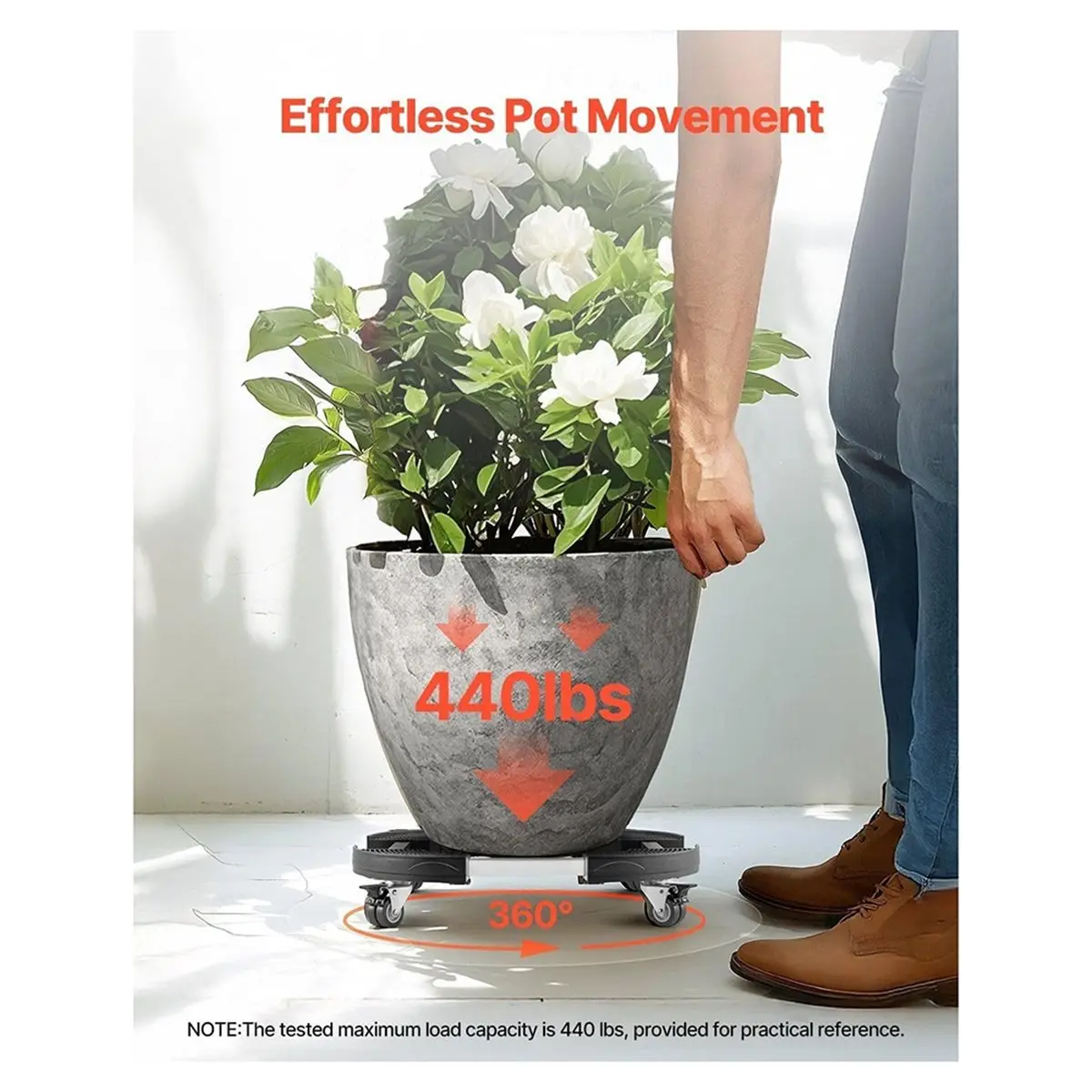 Cart with Wheels Heavy-Duty Plant Rack with Lockable Wheels Adjustable for 8inch-19inch Suitable for Outdoor/Indoor Use
