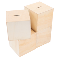 4 Pcs Children's Piggy Bank Digital Counter Girls Wooden Unfinished Coin Storage Cases for Kids Multifunction