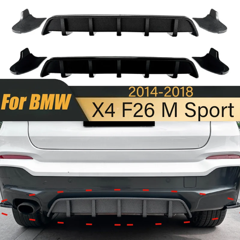 

Диффузор заднего бампера для BMW X4 F26 M Sport 2014-2018, спойлер, защита лезвия, внешняя отделка, комплекты кузова Canard, автозапчасти