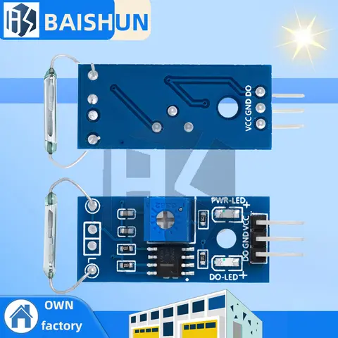 G123-08 LM393 High-Precision Reed Magnetic Switch Module – Adjustable Sensitivity for Arduino/MCU DIY Projects 3.3V/5V