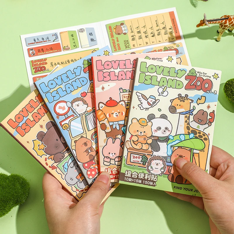 15/60 Sheets Cartoon to-do list Memo Pad Ins Cute Animal City Handbook Decoration Message-Leaving Note Stationery Supplies