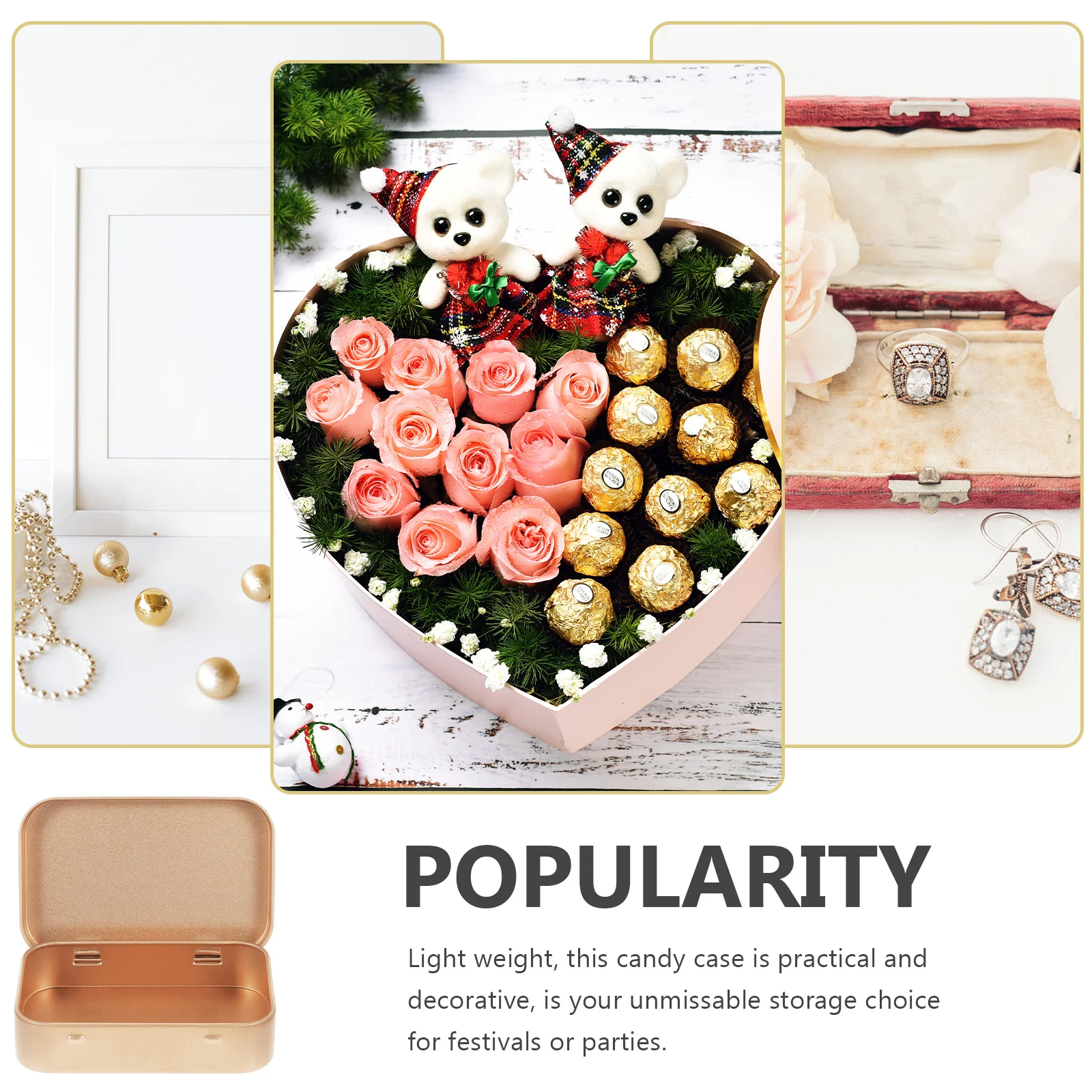 

6pcs Small Tin Box Rectangle Tinplate Container Candy Storage Case For Gifts Wedding Sweets Jewelry Empty Tin Can Gift Packaging