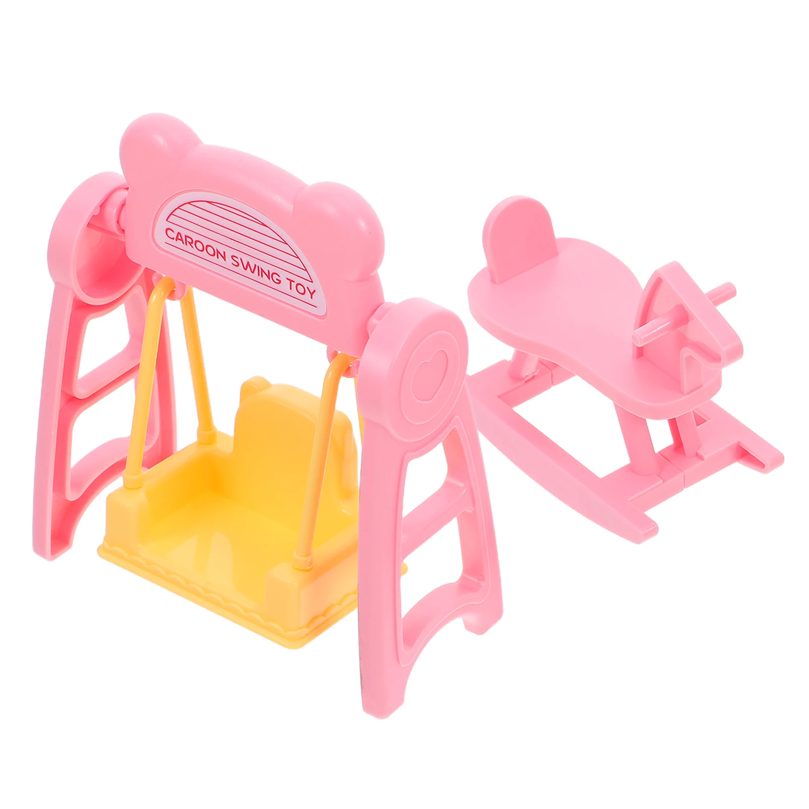 2 Sets Plastic Dollhouse Miniatures Children's Play House Toys Pretend Play Building Blocks Family Bonding for Kids