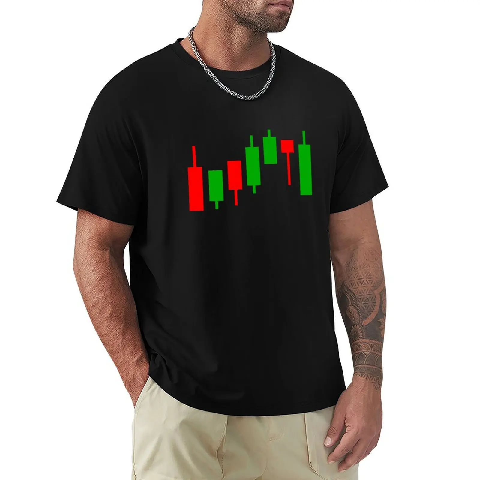 Trading Chart Candlestick Pattern T-Shirt All Match Print Short Sleeve Top