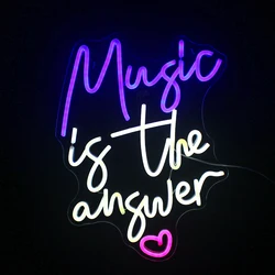 Music Neon Sign Music is the Answer Neon light Led Signs Live Music Bedroom Home Disco Bar Studio Music Party Wall Decor Gift