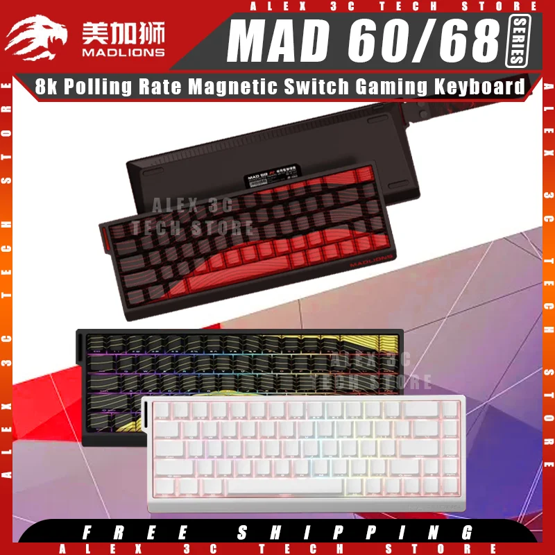 MADLIONS MAD60 MAD68 Mechanical Keyboard Magnetic Switch Wired 8k Polling Rate Contour Theme Keycaps Customized Gaming Keyboard