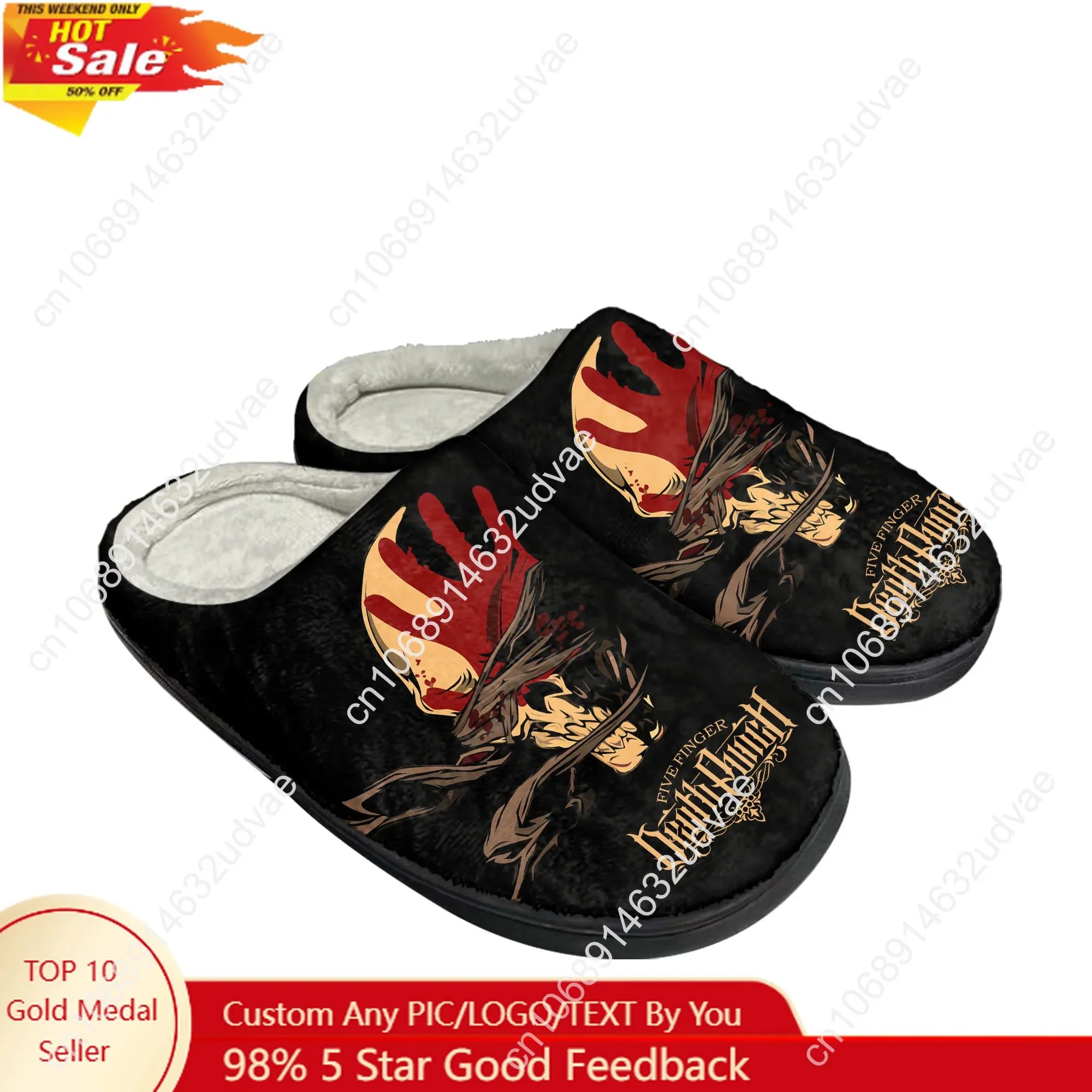 

Five Finger Death Punch Cotton Slippers Mens Womens Rock Band Music Fans Keep Warm Shoes Home Plush Footwear Custom Made Slipper