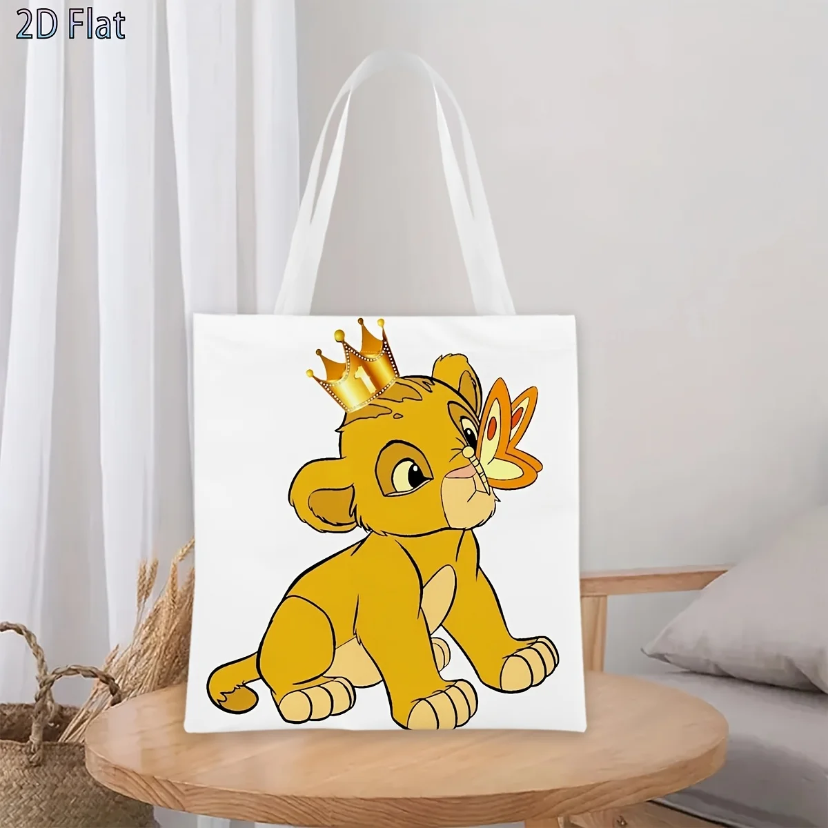 1 bolso de mano con diseño de mariposa y corona de Simba, adecuado para uso diario, compras, viajes, escuela, un regalo encantador para los fanáticos de El Rey León