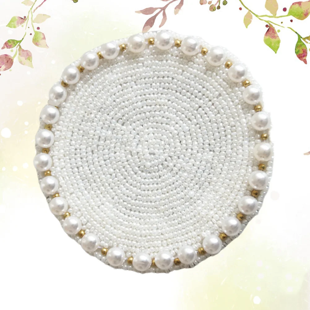 

Pearl Designed Cup Coaster Handmade Beads Tableware Mat Practical Heat Resistant Placemat For Home Kitchen Dining
