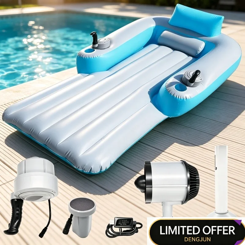 Factory New Inflatable Dual Motor Floating Lounge With Thruster Adult Swimming Pool Motor Water Float Raft
