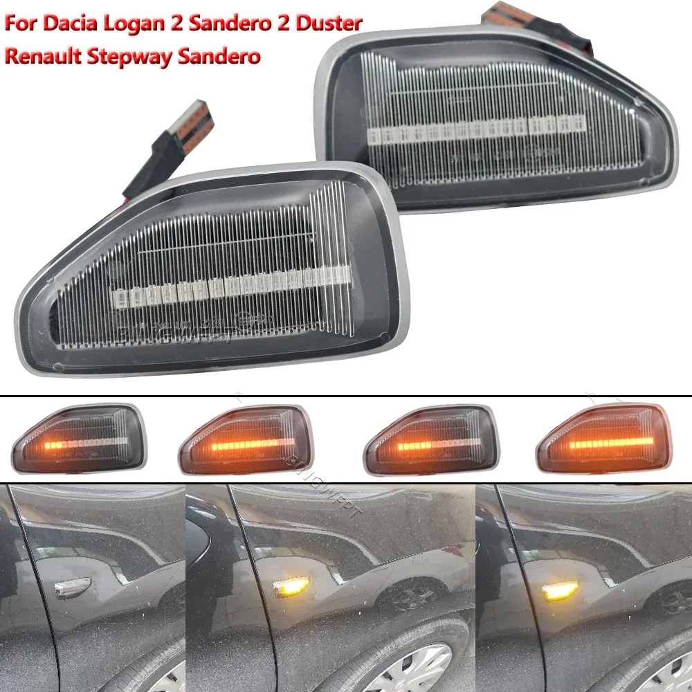 Luz LED de marcador lateral dinámico Pai, luces intermitentes de señal de giro de flecha para Dacia Logan 2 Sandero 2 Duster 2 Renault Stepway, 1 unidad