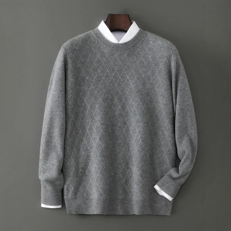 25. осень-зима, новый шерстяной свитер с круглым вырезом, мужской пуловер, свободный универсальный свитер, молодежный вязаный базовый свитер среднего возраста