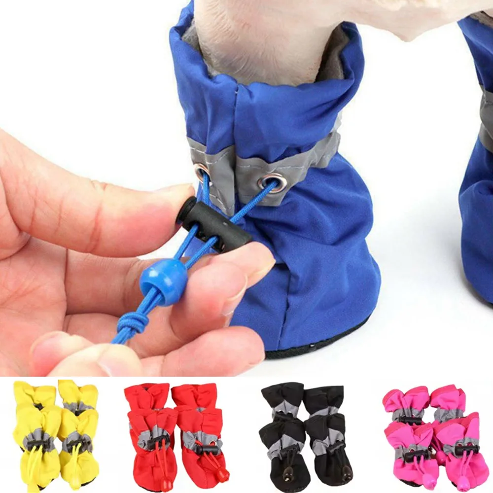 

4pcs/set Waterproof Pet Dog Shoes Anti-slip Rain Boots For Small Cat Dogs Foot Cover Footwear Puppy Booties Pet Paw Accessories