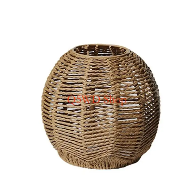 

Q5WD Woven Pendant Lightshade Hand Weave Pendant Light Cover Hanging Lamp Shades