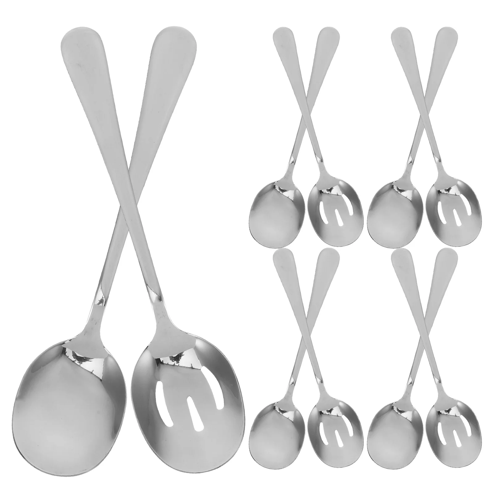 

1 Set Stainless Steel Serving Spoons Set Includes Solid Slotted Spoons Buffet Tableware For Parties Dinners Restaurants Cooking