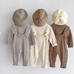 Korean Style Autumn Spring Newborn Baby Boys Girls Clothes Suit Long Sleeved Solid Color Pullover+Jumpsuit Children Clothing Set