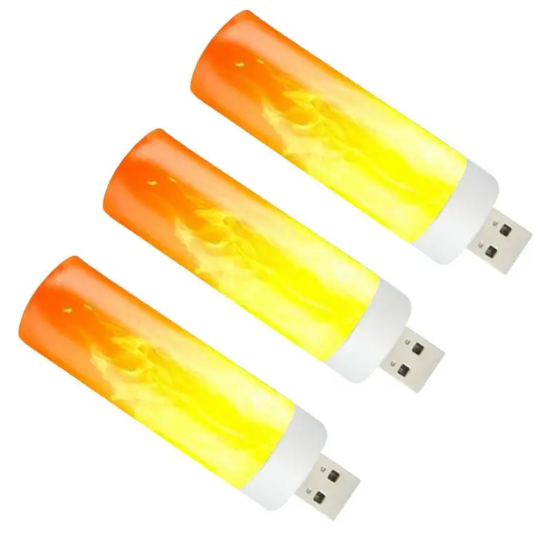 1/2/3pcs USB LED Flame Light Dynamic Flame Effect Fire Light Bulb Atmosphere Light LED Corn Bulb Garden Decor Flickering Lamp