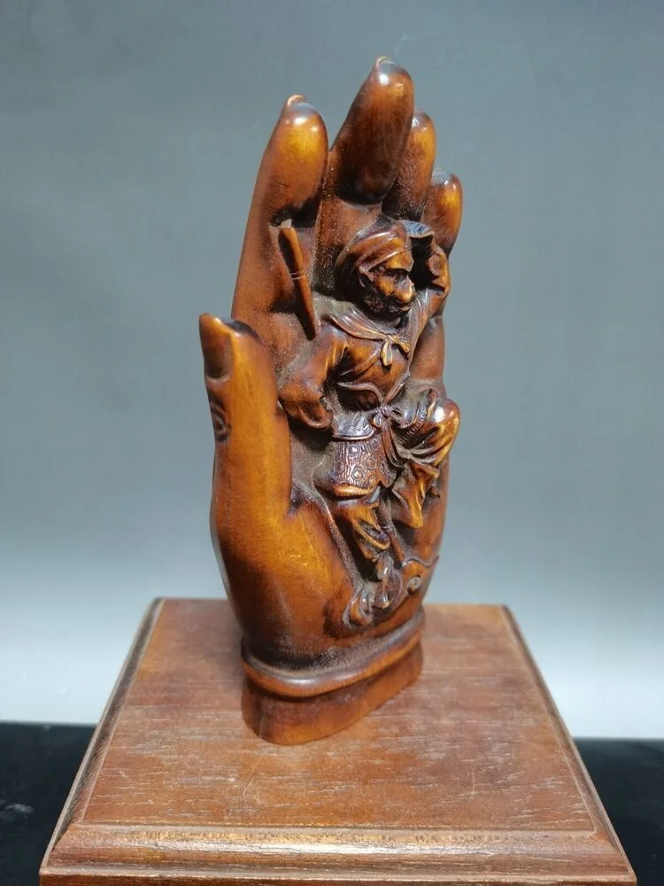 

Collection Chinese Antique Boxwood Wood Carving Tathagata Buddha's-hand Statue
