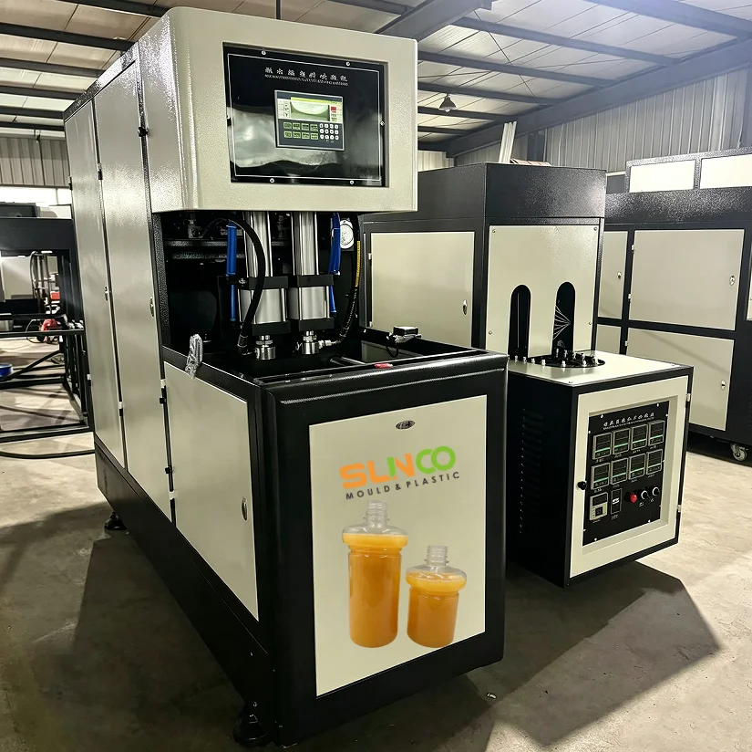 Customized 2cavity Semi Automatic Plastic PET Bottle Blowing Machine 202 211 Can Bottle Making By 28mm 1810 PET Preform Blowing
