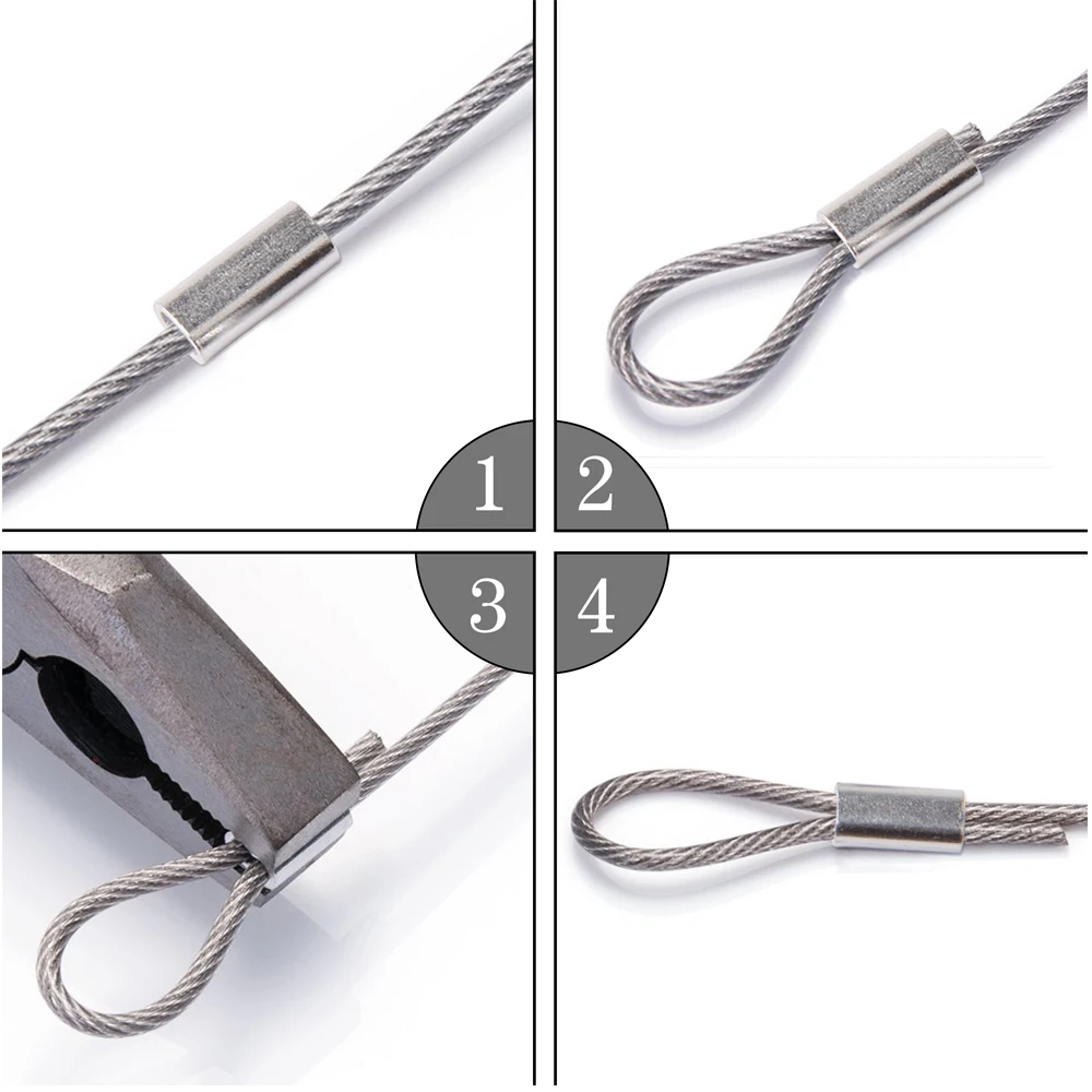 100 Stück Aluminium-Crimp-Hülsen, ovale Crimp-Hülsen, Verbindungskit, Angelhakenhülsen, Angelzubehör – Detail 4