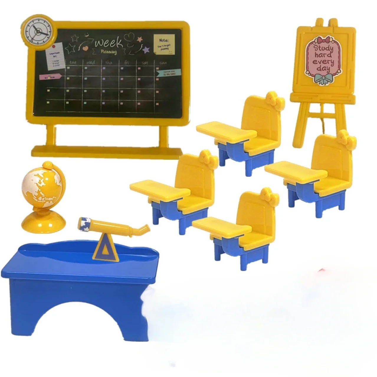 子供のモンテッソーリおもちゃ,ドールハウス,家具,ミニチュアモデル,教室,学校,動物の家族,女の子,1:12