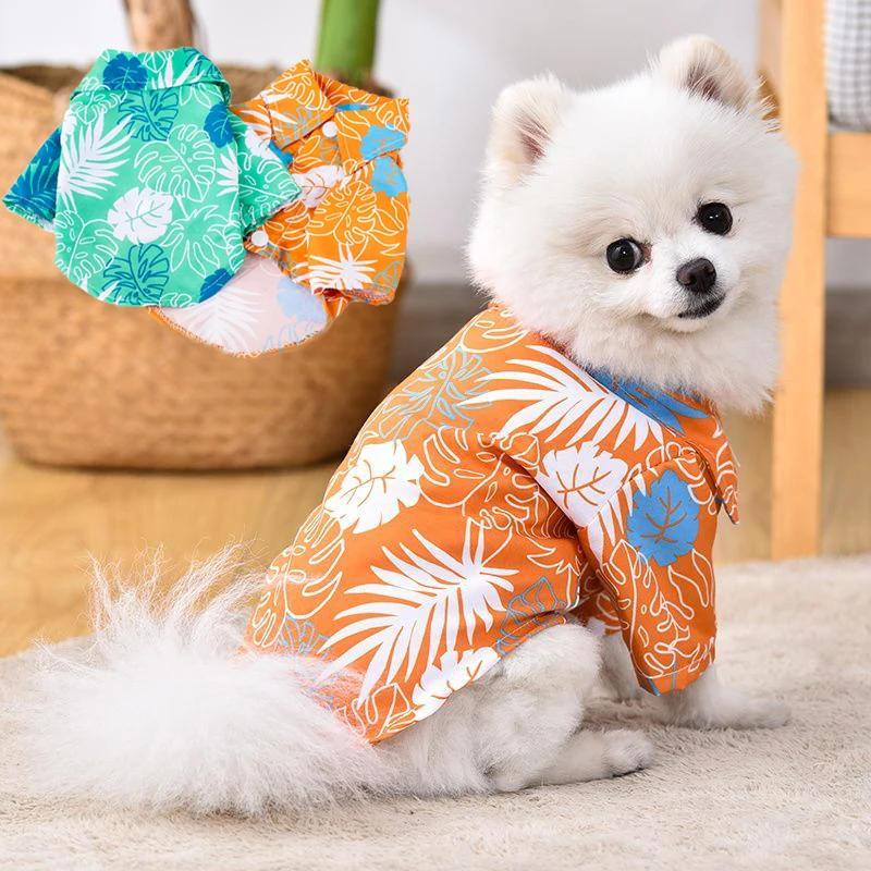 Fashion Dog Shirt Puppy Breathable Coconut Tree Patern Shirt Cat Vest Chihuahua Yorkie Hawaiian Polo T-Shirts Pet Summer Clothes