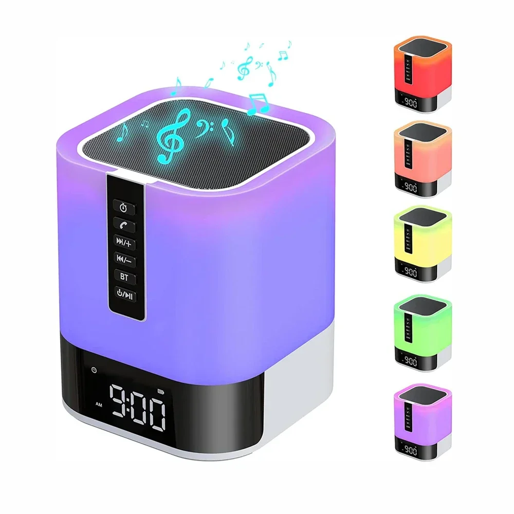 DY28S Multifunction Wireless Bluetooth Speaker Dazzle Night Light Bedside Alarm Clock Boombox Portable Soundbar Subwoofer Music