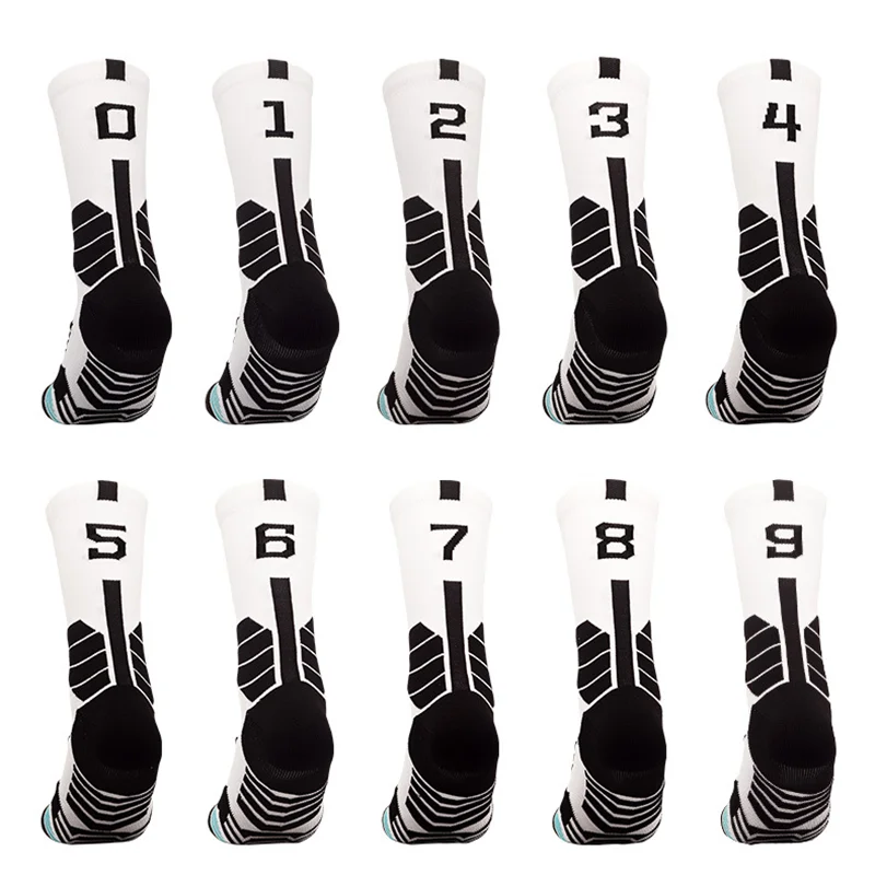 Creativity Free Collocation 0-9 Number Professional Sport Socks Basketball Fitness Running Quick Dry Men Women Cotton Stocking