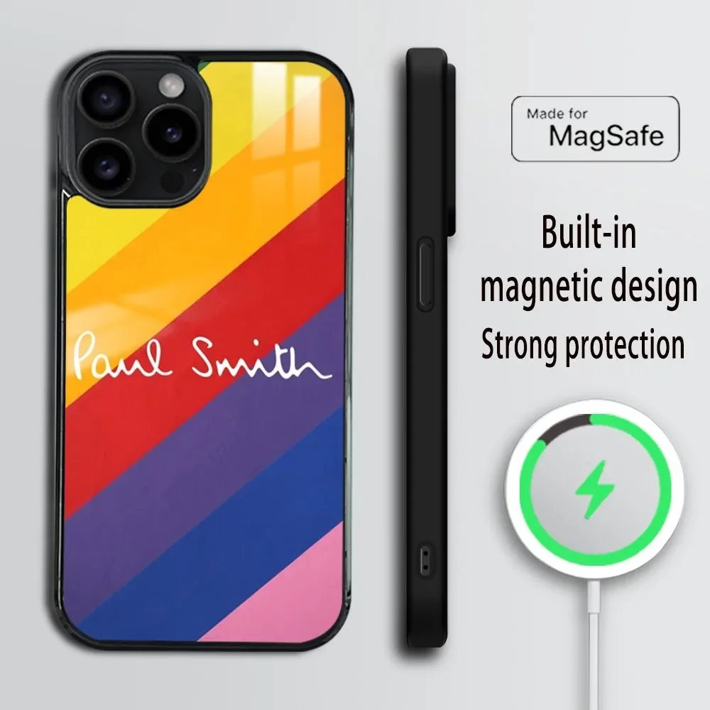 Fashion Rainbow Art p-pauls s-smiths  Phone Case For iPhone 16 15 14 13 12 11 Pro Max Plus Mini Magsafe Mirror Wireless Magnetic