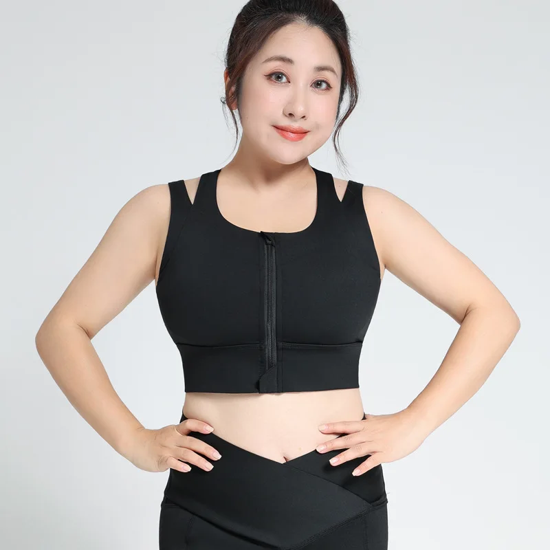 Soutien-gorge de Yoga pour femmes, fermeture frontale, débardeur de gymnastique, d'entraînement, de course, de sport, chemise sans manches, grande taille 3XL