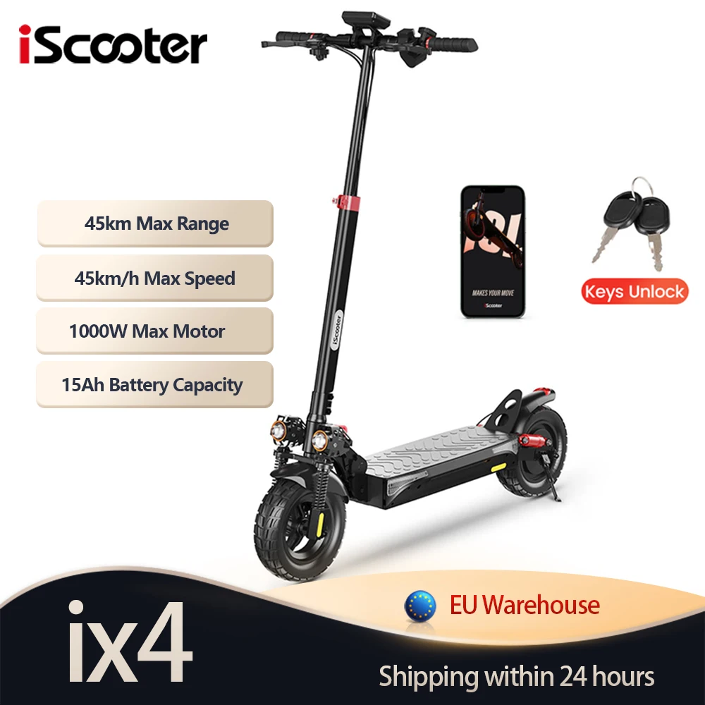 Trottinette électrique ix4 1000W 15Ah, trottinette électrique puissante de 10 pouces, pneus antidérapants tout-terrain, autonomie de 45 km, vitesse de 45 km/h, avec application