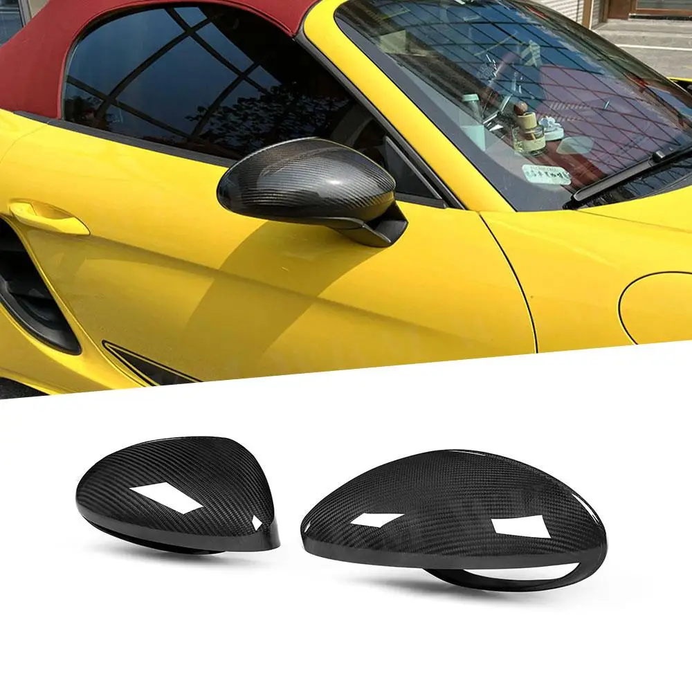 

Dry Carbon Fiber Door Side Rearview Mirror Cover Trim Shell Covers Sticker For Porsche 718 982 2016-2021 Car Styling