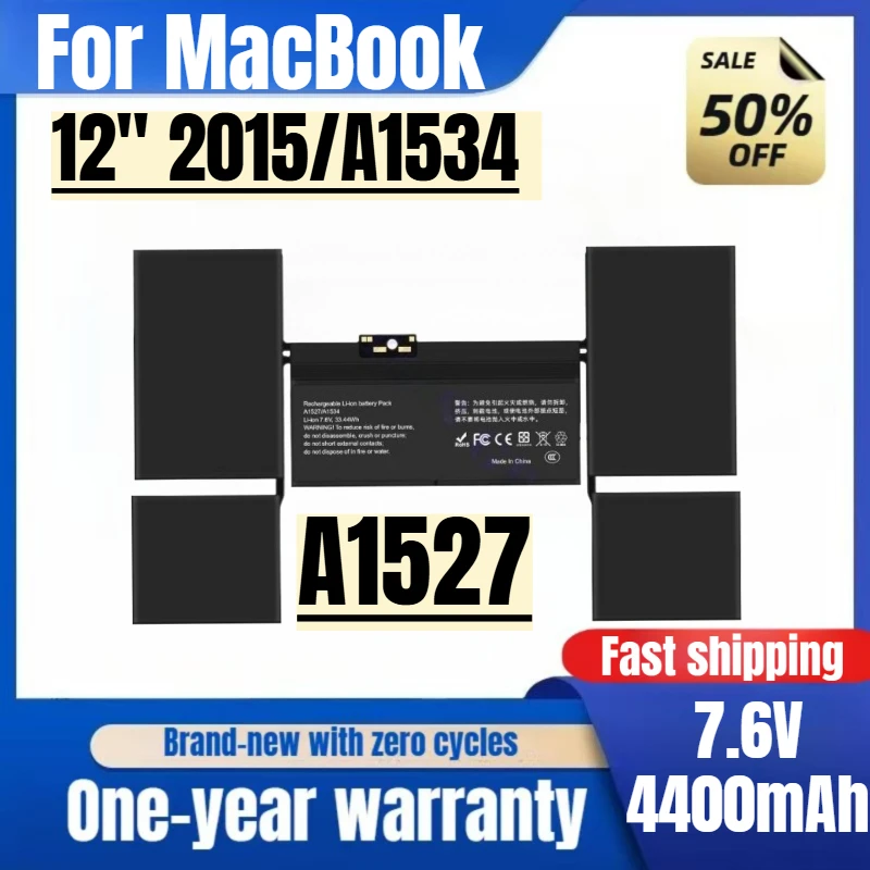 

A1527 for MacBook 12'' 2015/A1534 Laptop Battery 0 Cycle High Quality High Capacity Battery Replacement Bateria Grade A Cell