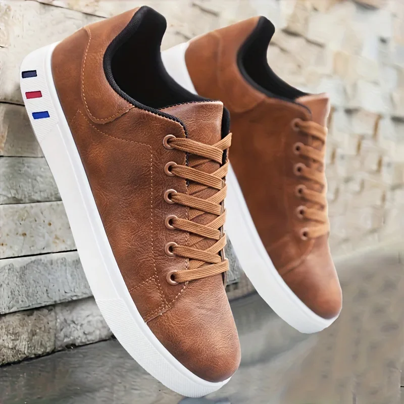 Mens Casual Sneakers New Fashion Lace-up Brown Shoes Student Comfort Sports Summer Vulcanized Shoes Men Zapatillas De Hombre